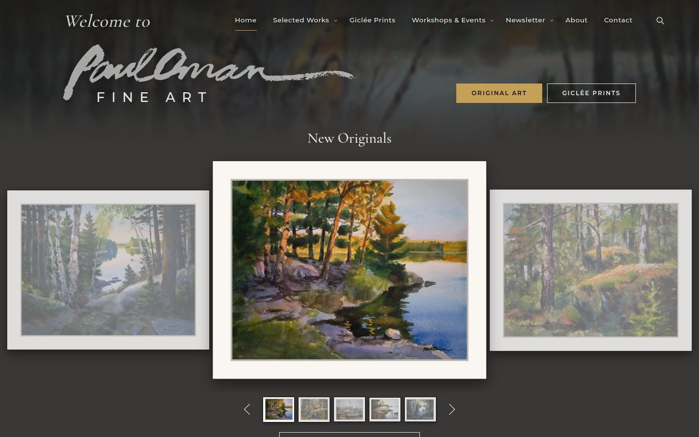 Paul Oman Fine Art home page on a desktop screen