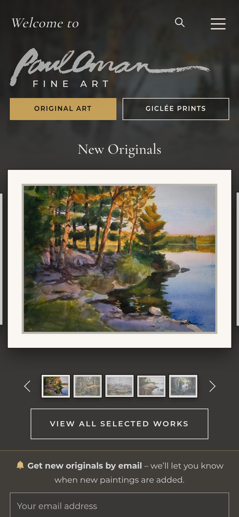 Paul Oman Fine Art on a phone